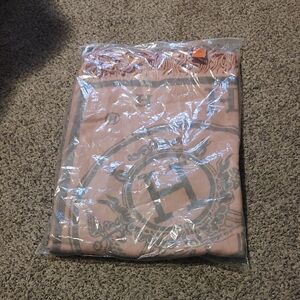 Pink and Gray Scarf with H Design